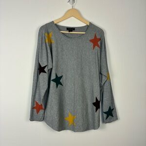Rachel Zoe grey sweater with stars size XL cashmere blend